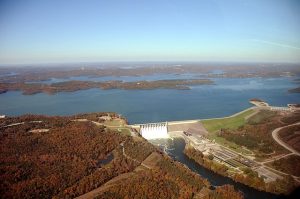 View of Table Rock dam from the air