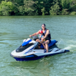 Father and son on jet ski