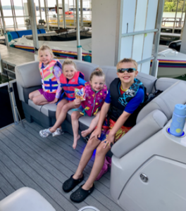Kids on a boat at Table Rock Lake