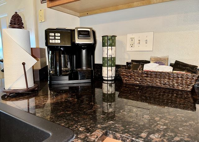 Coffee station in the Condo A-1 kitchen