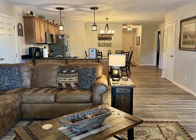 Open-concept living area in Condo A-1