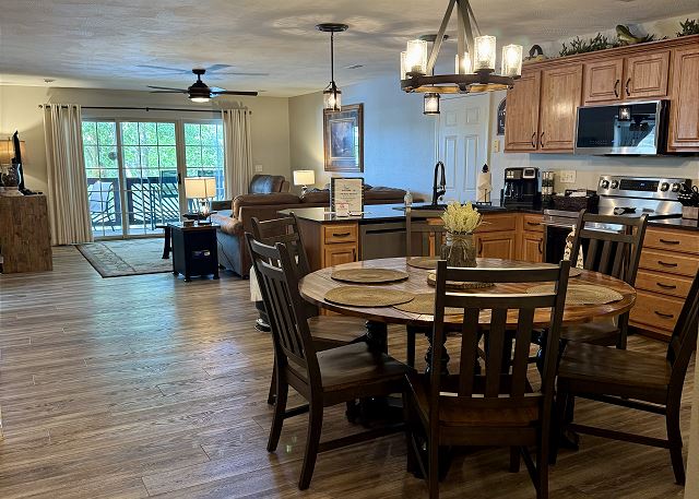Spacious open kitchen dining and living area in Condo A-1
