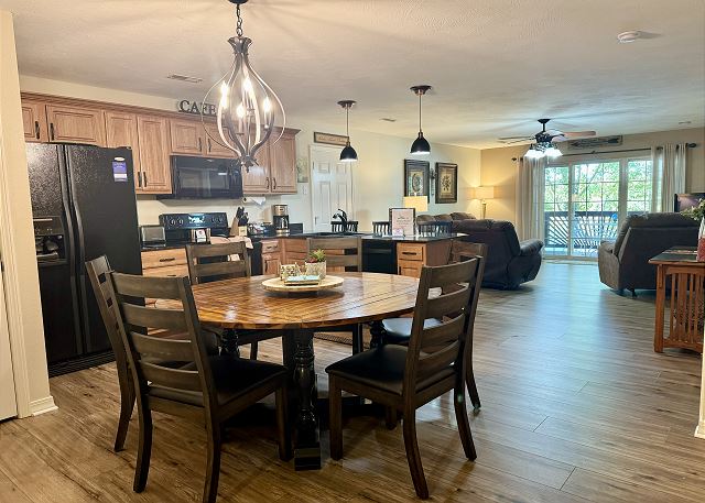 Open kitchen and dining area inside Condo A-2
