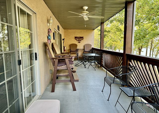 Covered private deck seating at Condo A-3