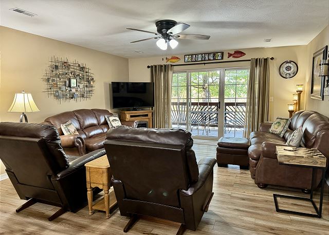 Condo A-3 living room beside the private deck