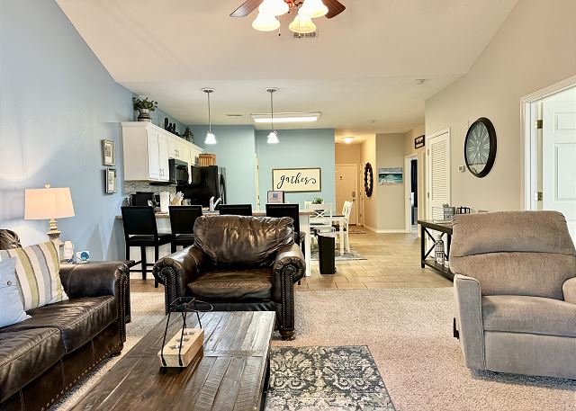 Open living room inside Condo A-7