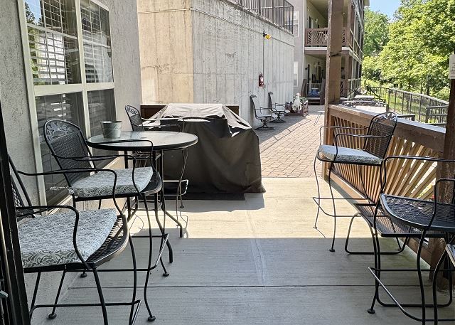 Private lake-view deck at Condo B-1