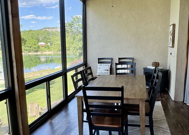 Screened patio seating