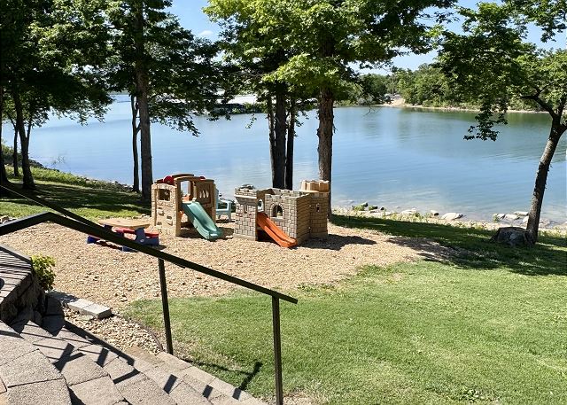 Lake shoreline and play area