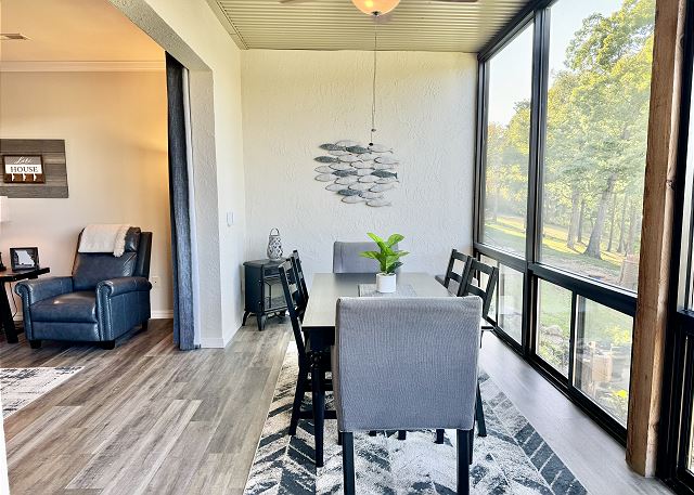 Enclosed patio dining area