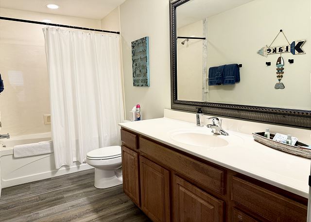 Guest bathroom with tub and shower