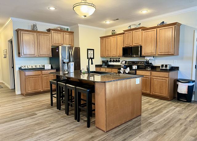 Kitchen island and dining area