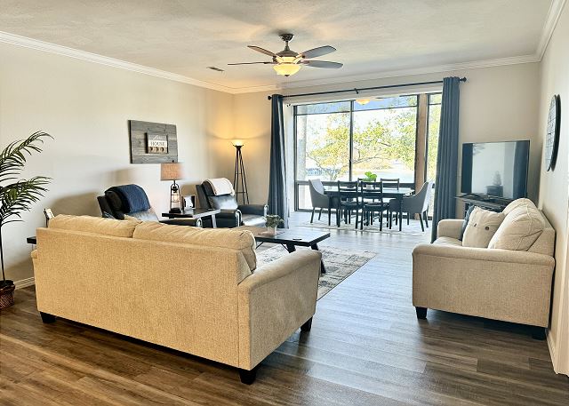 Living room and enclosed patio