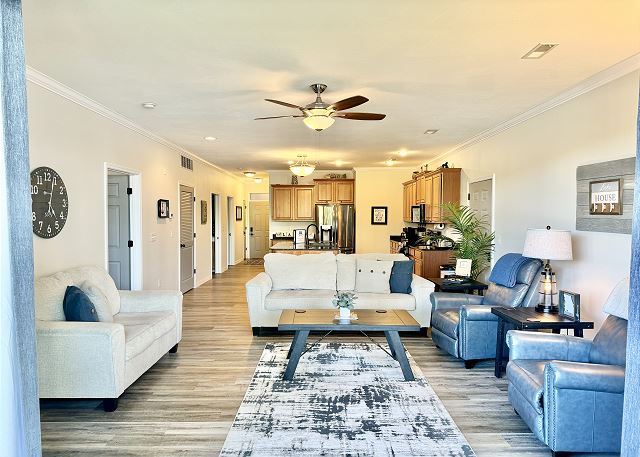 Open living room and kitchen