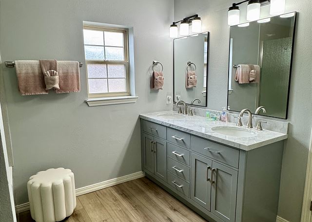 Primary bathroom double vanity