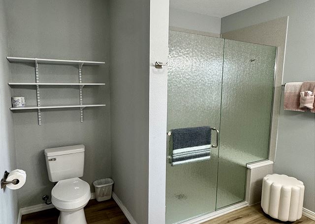 Primary bathroom jetted tub and shower