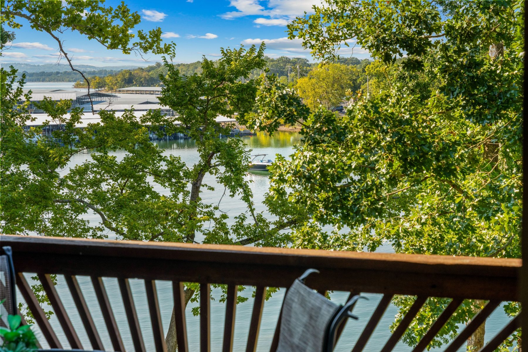 Private covered deck overlooking Table Rock Lake
